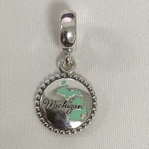 Pandora Michigan Map Exclusive Dangle Charm Pendant, S925 silver Jewelry